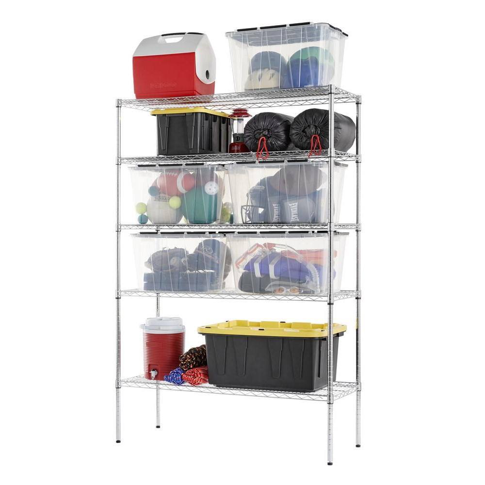 HDX 5-Tier Commercial Grade Heavy Duty Steel Wire Shelving Unit in Chrome (48 in. W x 72 in. H x 18 in. D) HD184872-5ICPS