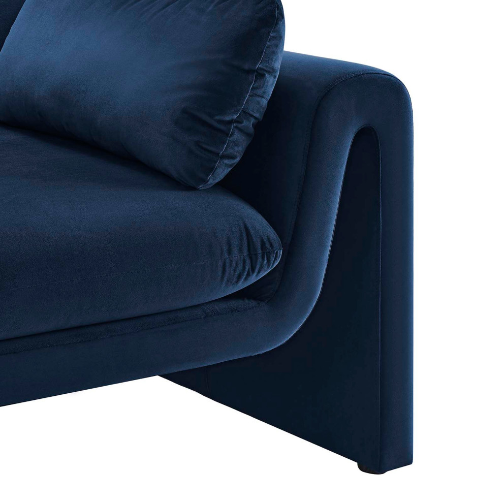 Waverly Performance Velvet Sofa  Midnight Blue   Contemporary   Sofas   by First of a Kind USA Inc  Houzz