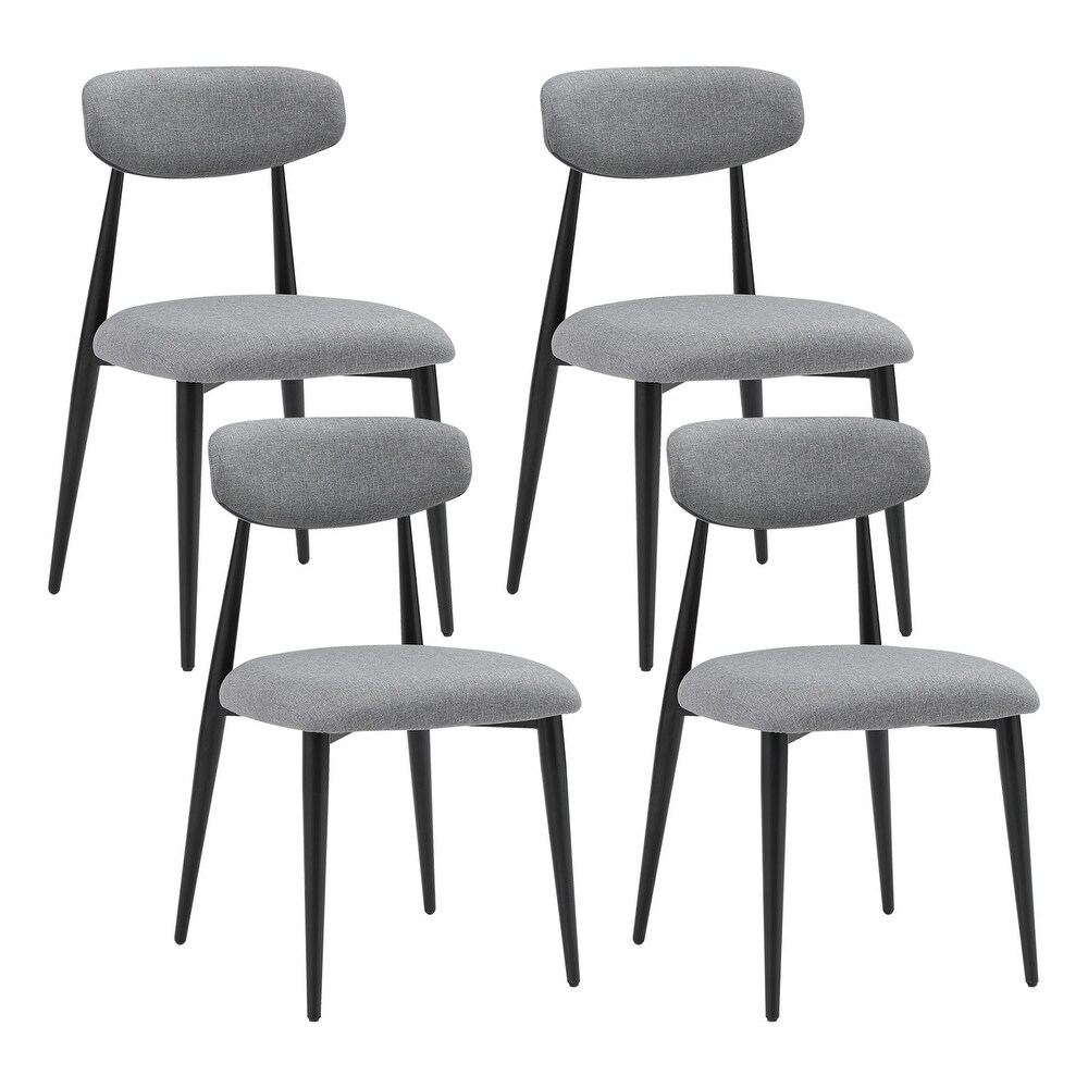 Recreational Dining Chairs Set of 4  Upholstered Dressing Chairs with Round Backrest and Metal Legs for Kitchen Terrace