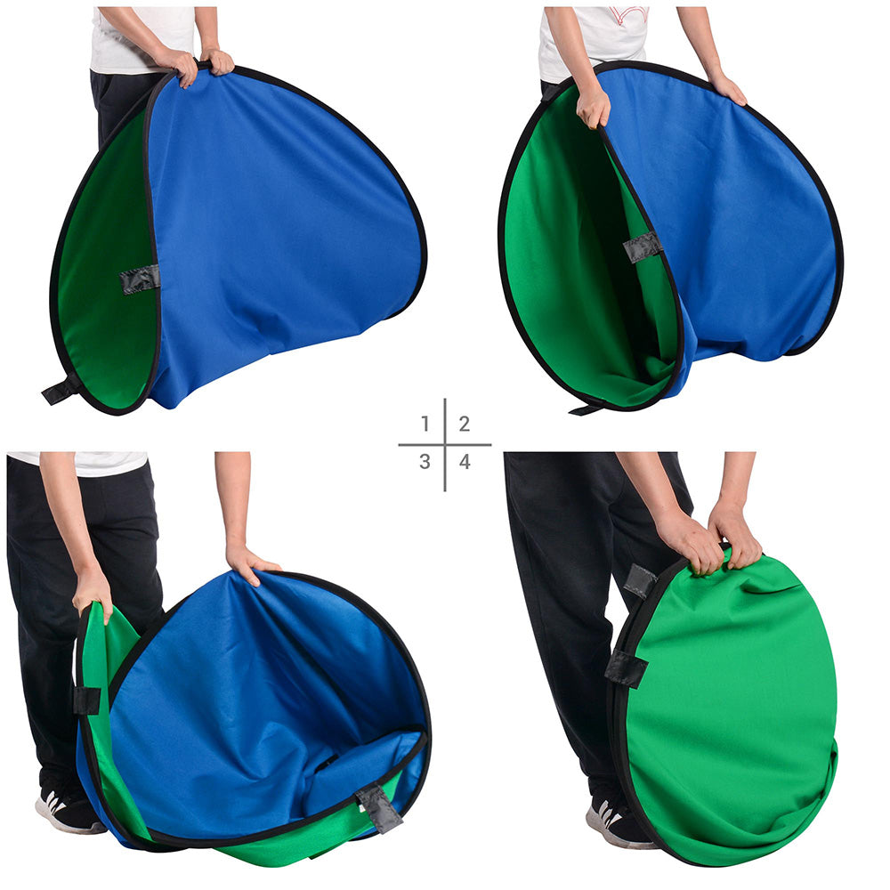 Yescom Blue-Green Chromakey Collapsible Background with Stand, 5'x7'