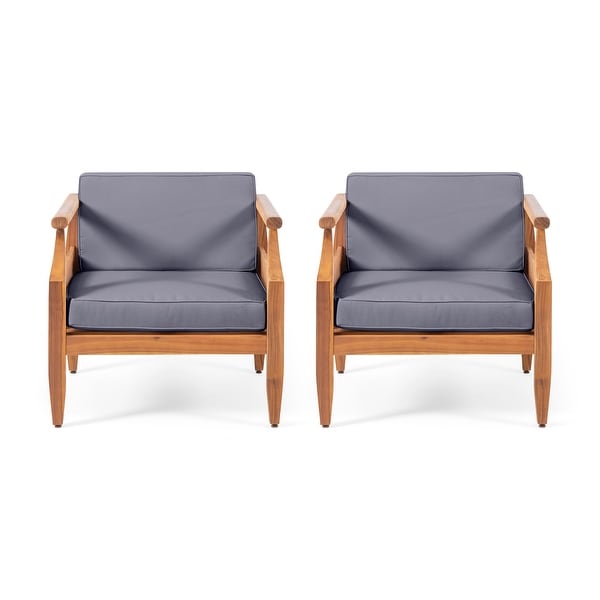 Aston Outdoor Modern Acacia Cushioned Club Chairs (Set of 2) by Christopher Knight Home