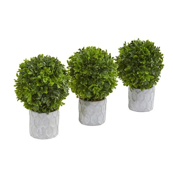 9 Boxwood Artificial Mini Topiary (Set of 3)