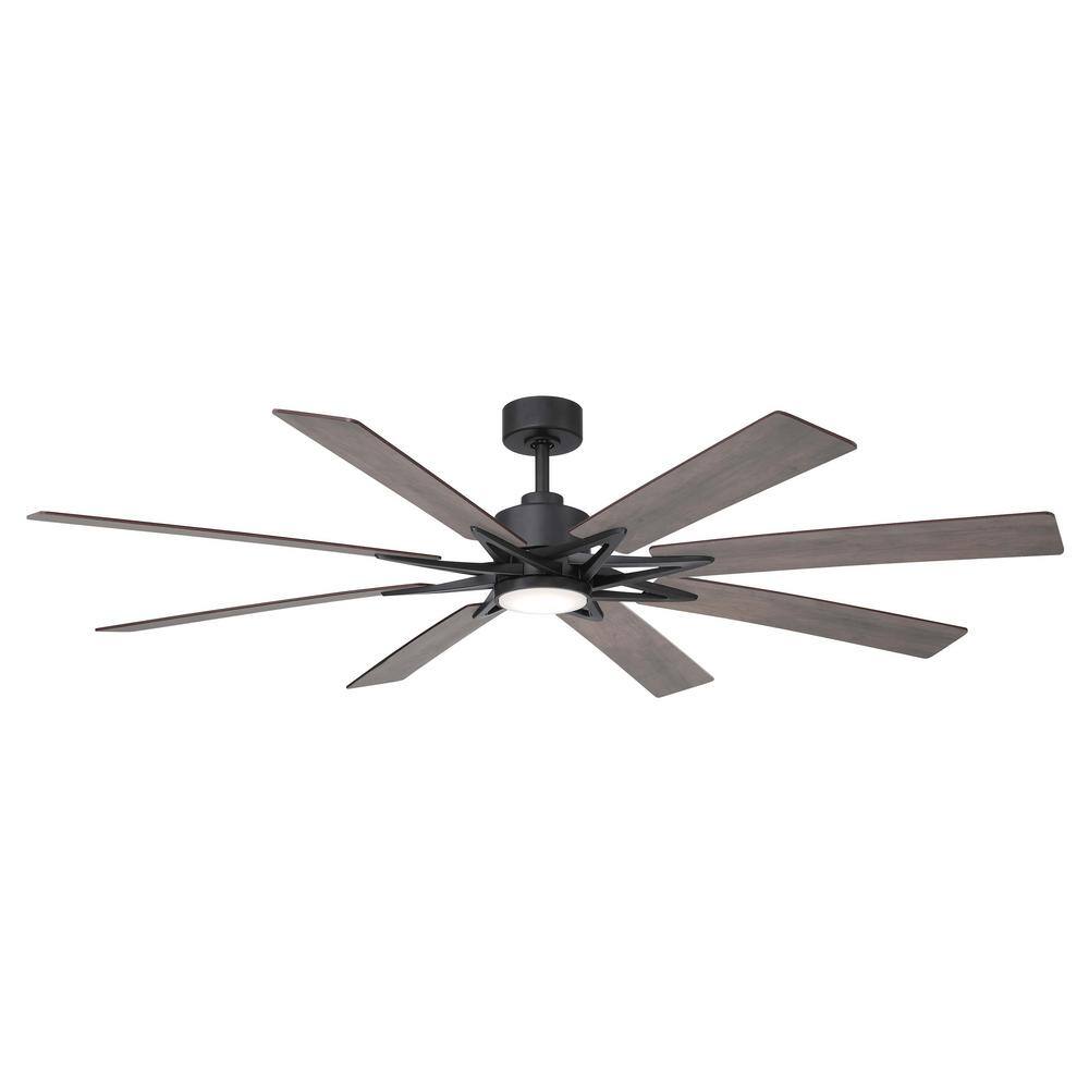 Home Decorators Collection Intervale 72 in. Integrated CCT LED IndoorOutdoor Matte Black Ceiling Fan with Light and Remote Control Included N609A-MBK