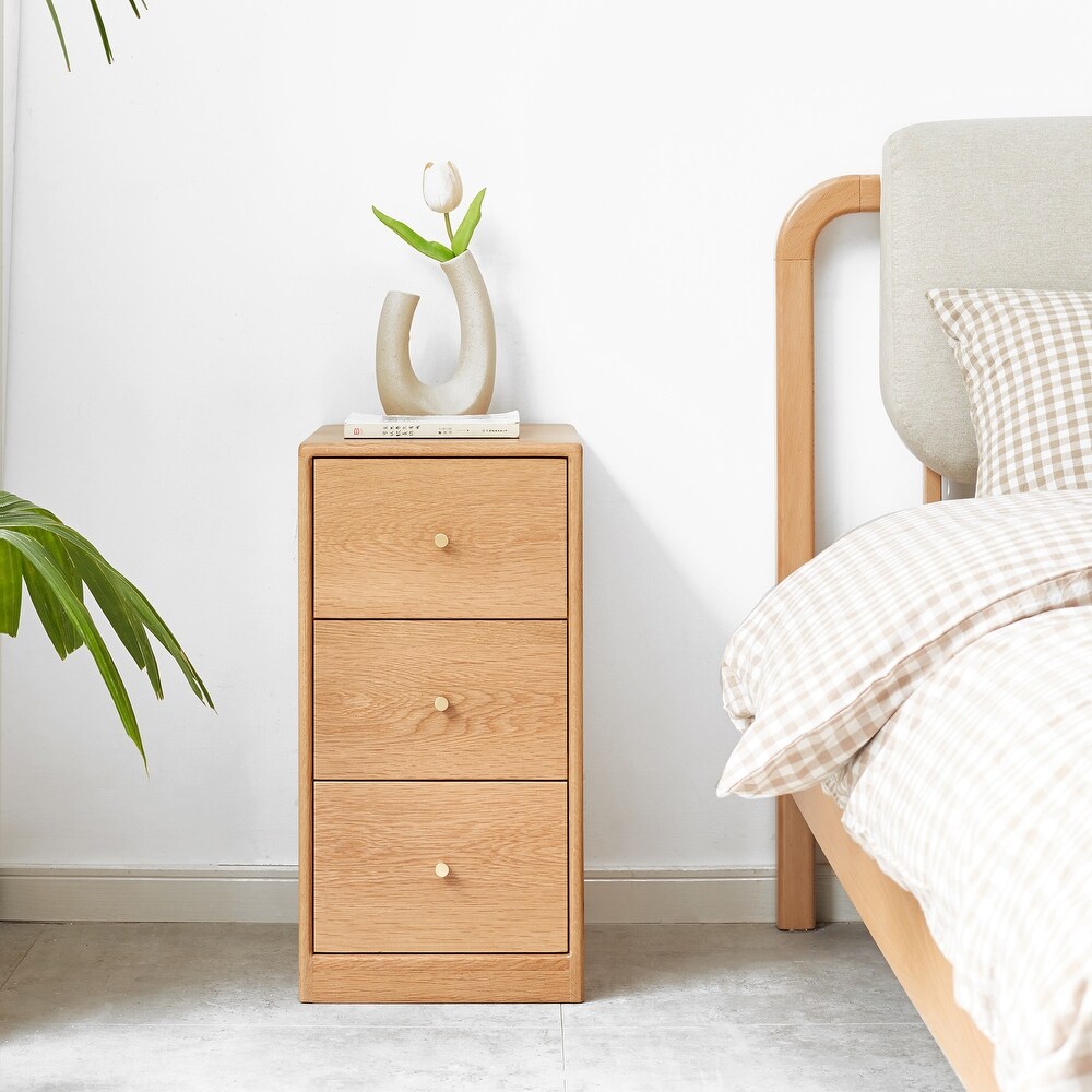 Nestfair Oak Wood Storage Cabinet with Drawers