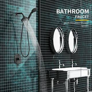 GIVING TREE 5-Spray Patterns 4.7 in. Wall Mount 2-in-1 Handheld Shower Head Replacement in Matte Black HDFFBT703PJ-MB