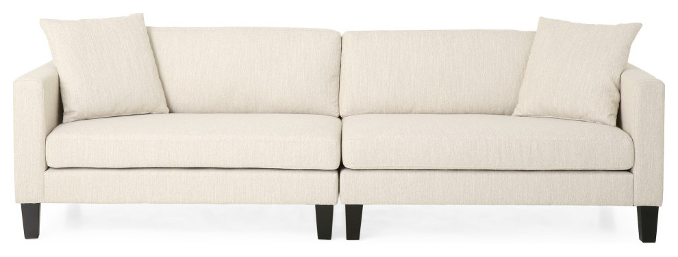 Brayan Contemporary 4 Seater Fabric Sofa With Accent Pillows   Transitional   Sofas   by GDFStudio  Houzz