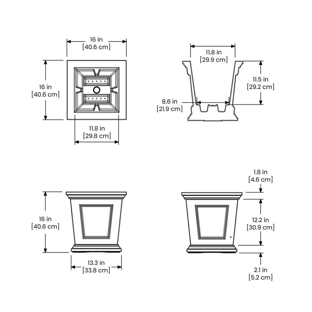 Mayne Fairfield 16 in. Square Self-Watering Espresso Polyethylene Planter 5887-ES