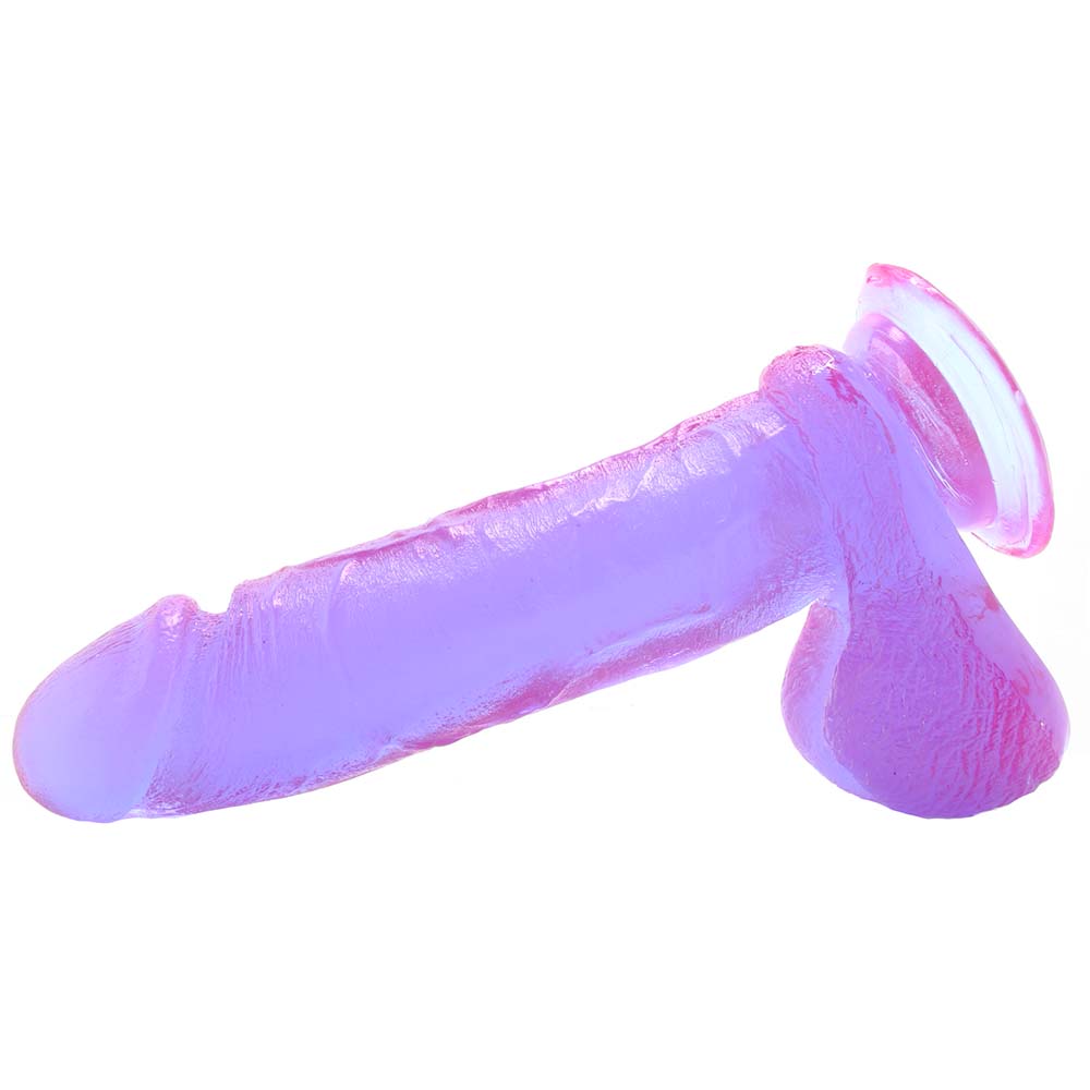 Crystal Jellies 8 Inch Realistic Cock with Balls in Purple