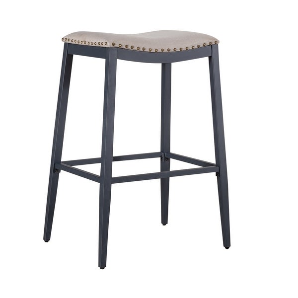 Vintage Series Distressed Metal Backless Upholstered Barstool - (Set of 2)