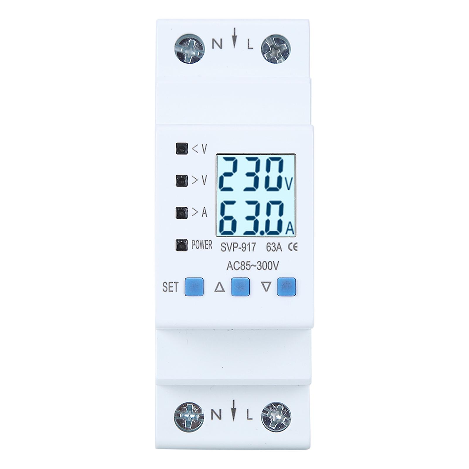 Voltage Protector Single Phase Auto Recovery Protective Device With Voltage Current Power Display(63a )