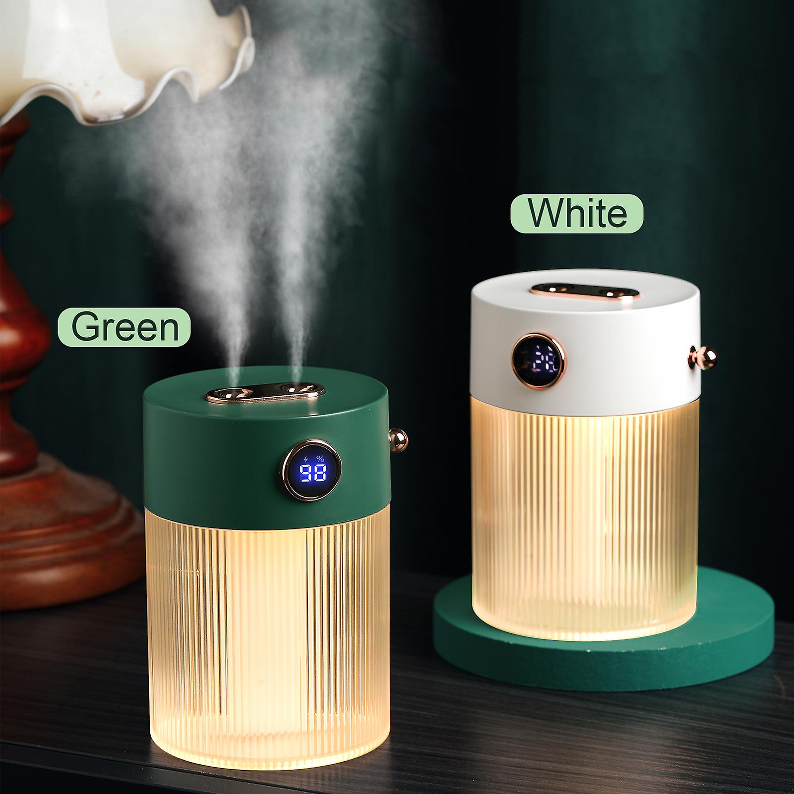 White Double Spray Mist Humidifier With Night Light Digital Display 600ml Personal Desktop Humidifier Quiet Cooling Air Humidifier For Home Travel Off