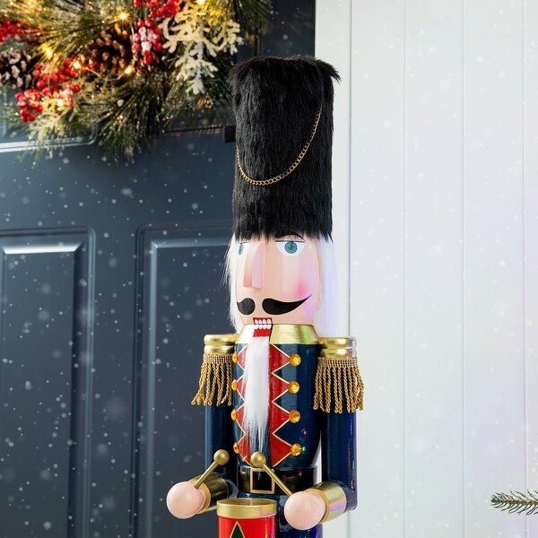 Glitzhome 36inch Wooden Christmas King/Drummer Nutcracker