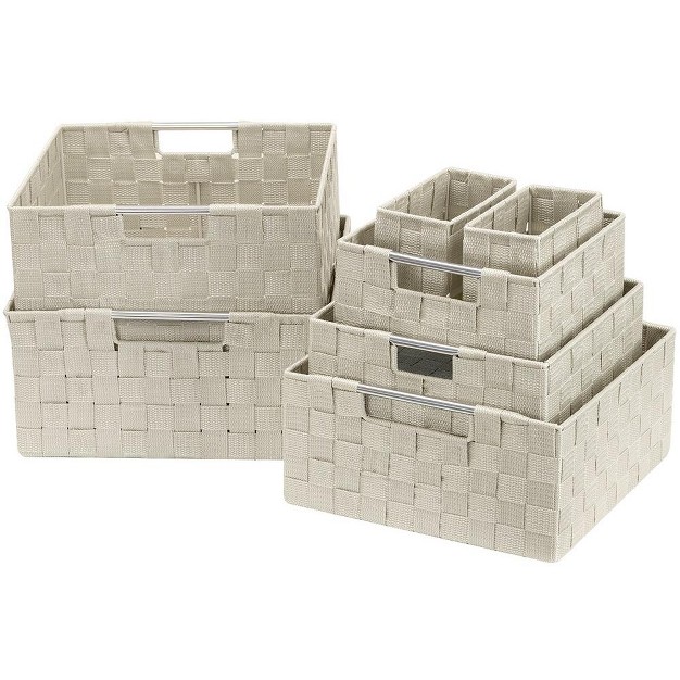 Sorbus 7 piece Double Woven Basket Bin Set