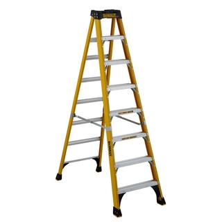 DW 8 ft. Fiberglass Step Ladder 12.2 ft. Reach Height Type 1AA - 375 lbs. Expanded Work Step and Impact Absorption System DXL3410-08