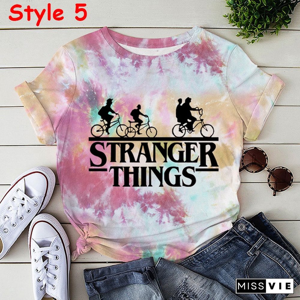 New Stranger Things 3D T Shirt Unisex Casual Tie Dye Short Sleeve Teenager Fashion Streetwear Round Neck Shirt Tee