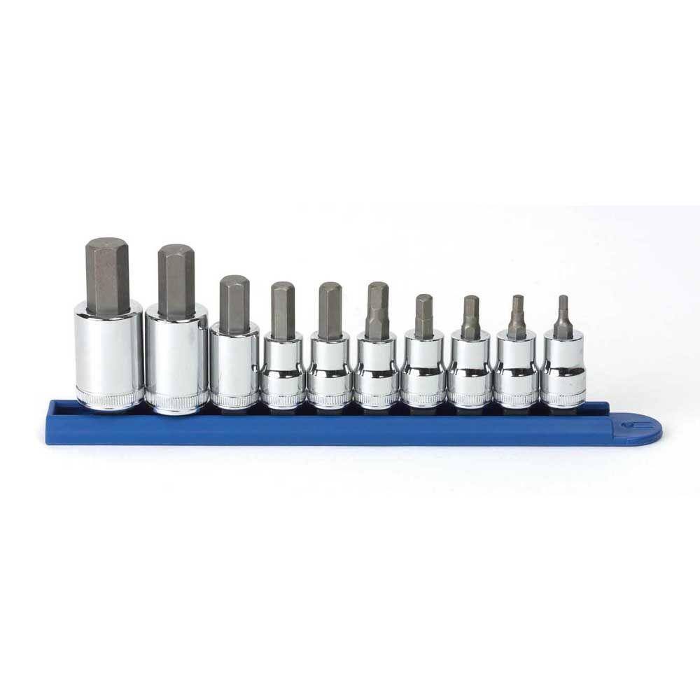 GEARWRENCH 38 in. and 12 in. Drive Hex Bit Metric Socket Set (10-Piece) 80578