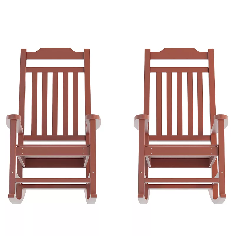 Flash Furniture Winston All-Weather Faux Wood Rocking Chair 2 pc Set