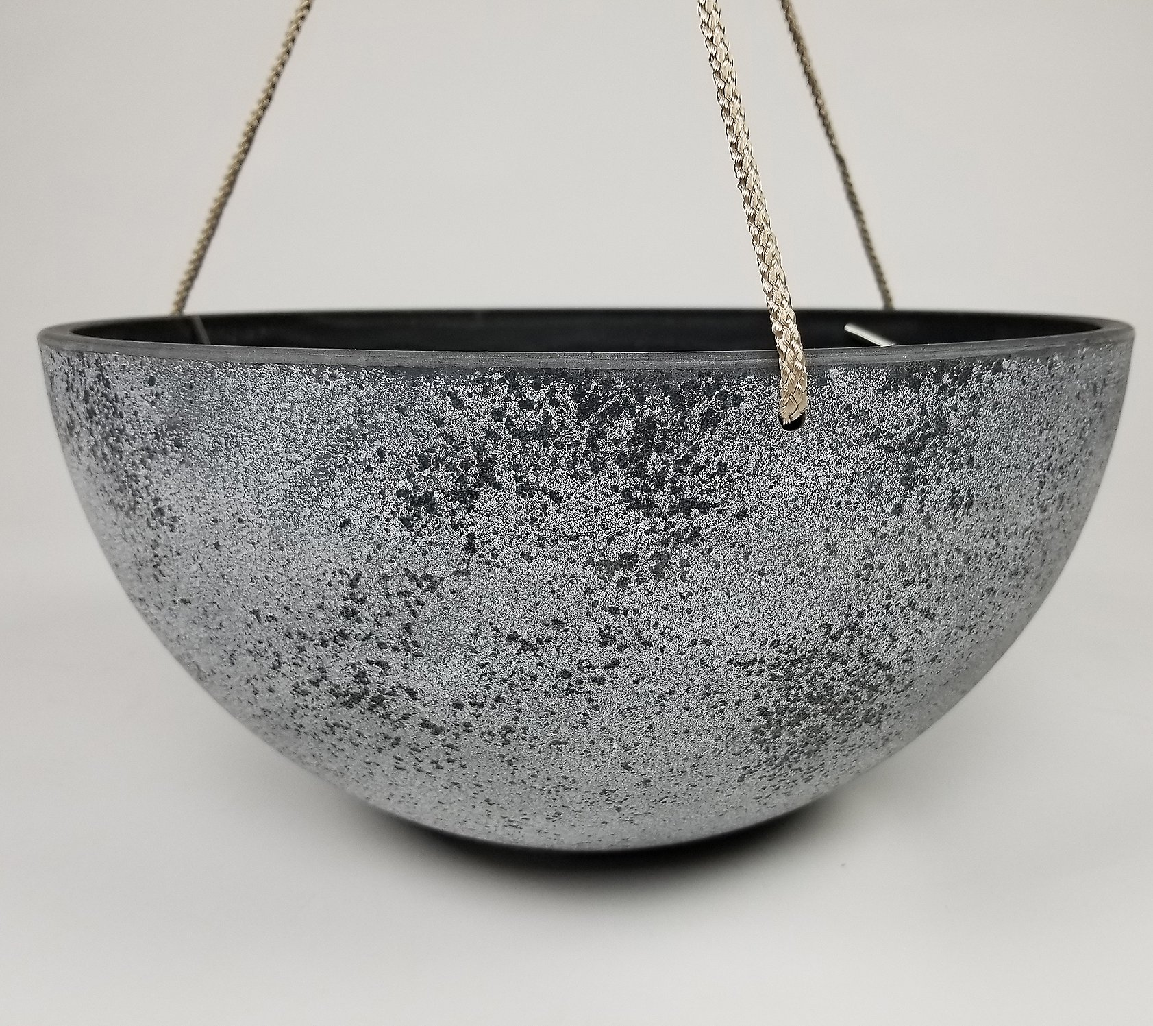 Hanging Planter Medium Round， Speckled Gray