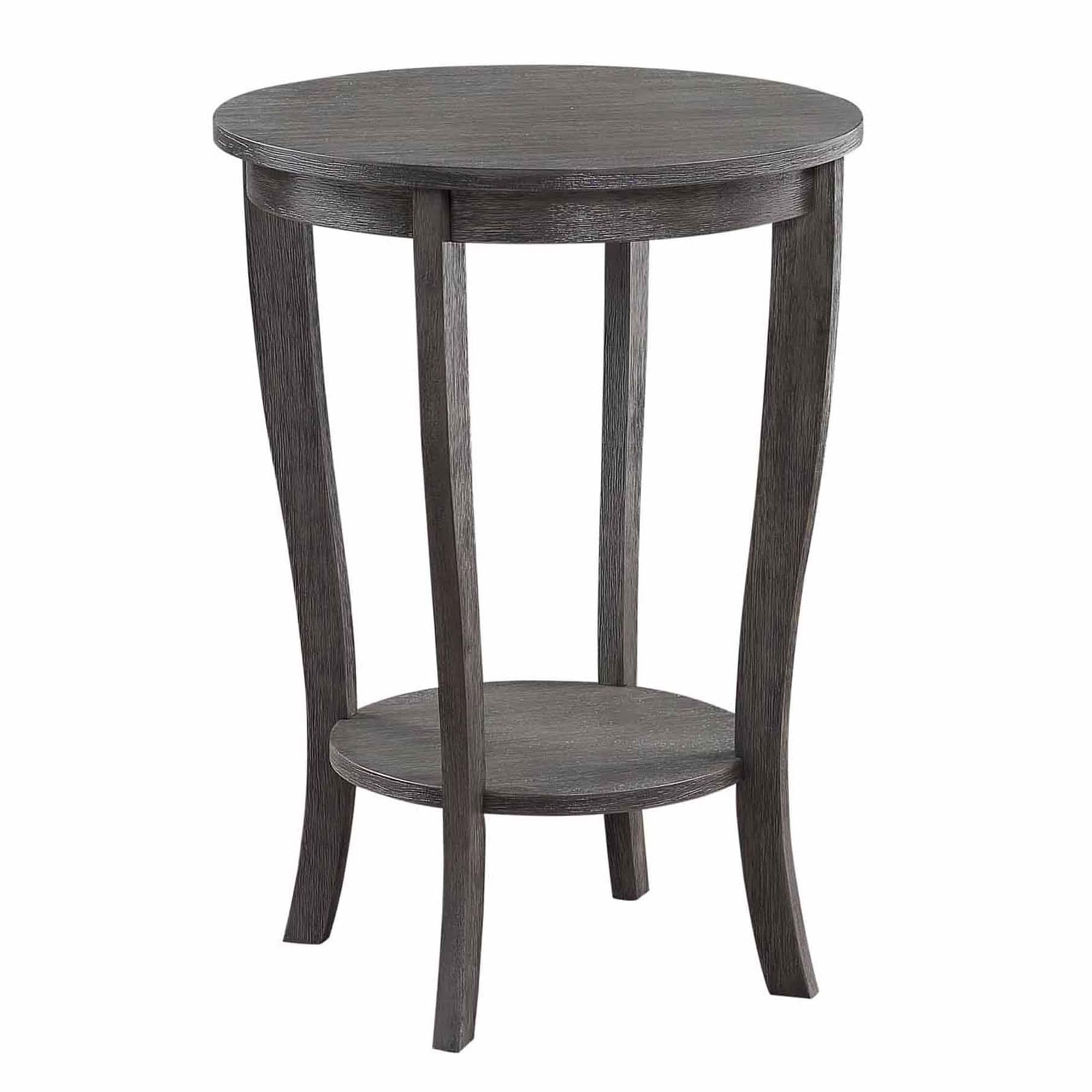 Convenience Concepts American Heritage Round Sofa and Couch End Table， Dark Gray - 24