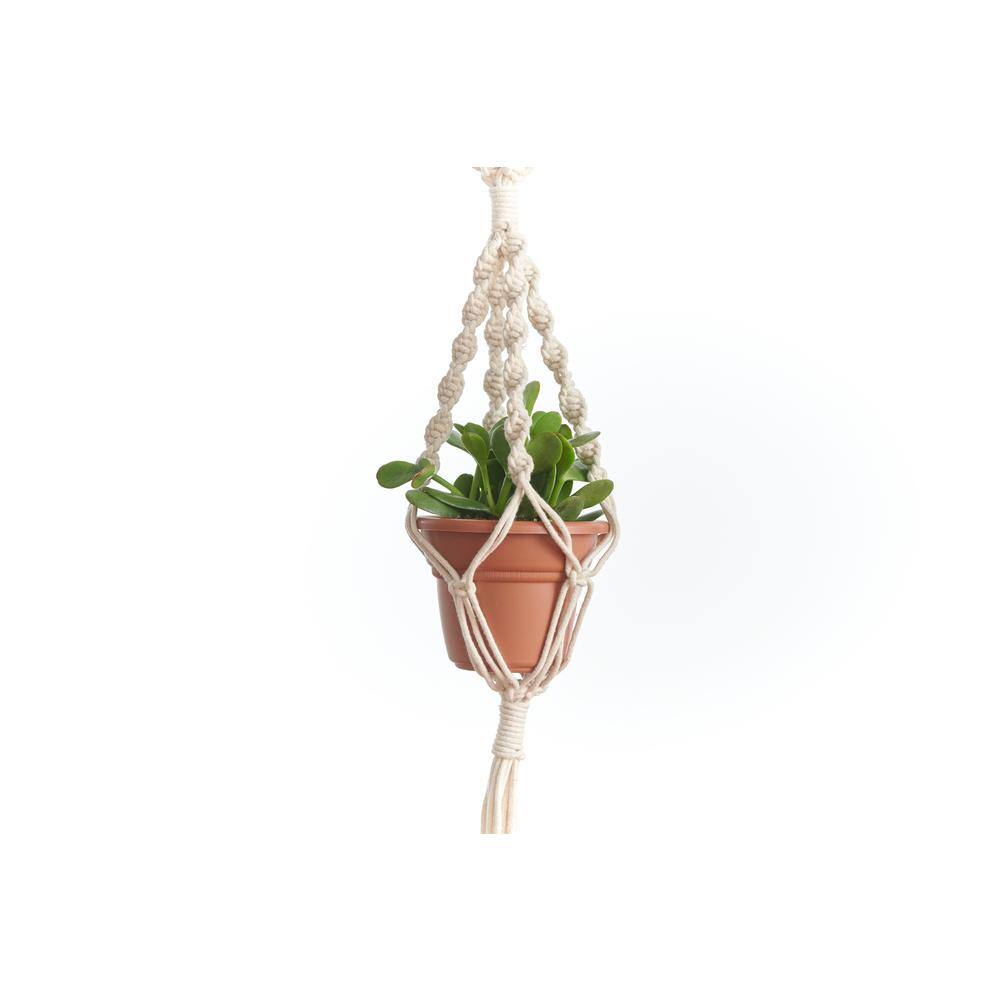 Primitive Planters 56 in. Woven Cotton Mini Triple Plant Hanger 9437