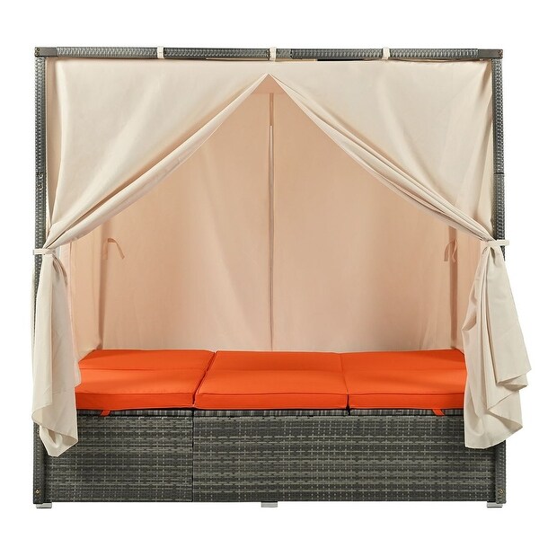 Outdoor Adjustable Daybed with Canopy Patio Lounge Set，High Comfort