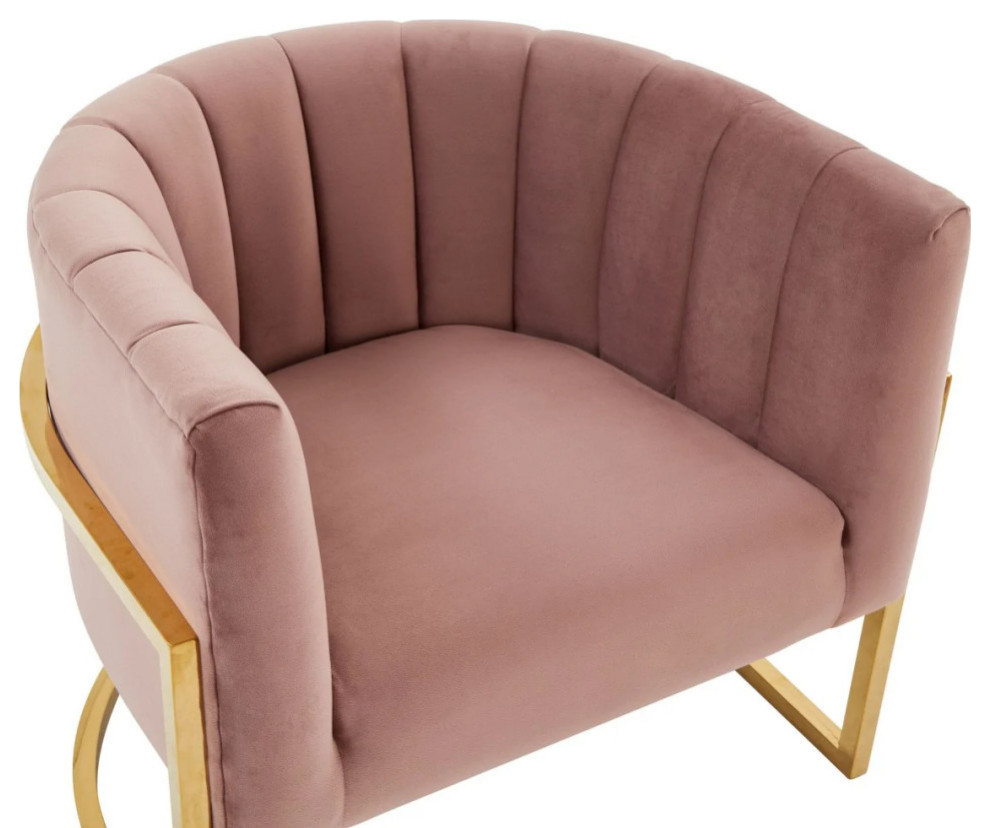 Toran Modern Pink Velvet and Gold Stainless Steel Accent Chair   Contemporary   Armchairs And Accent Chairs   by Rustic Home Furniture Deco  Houzz