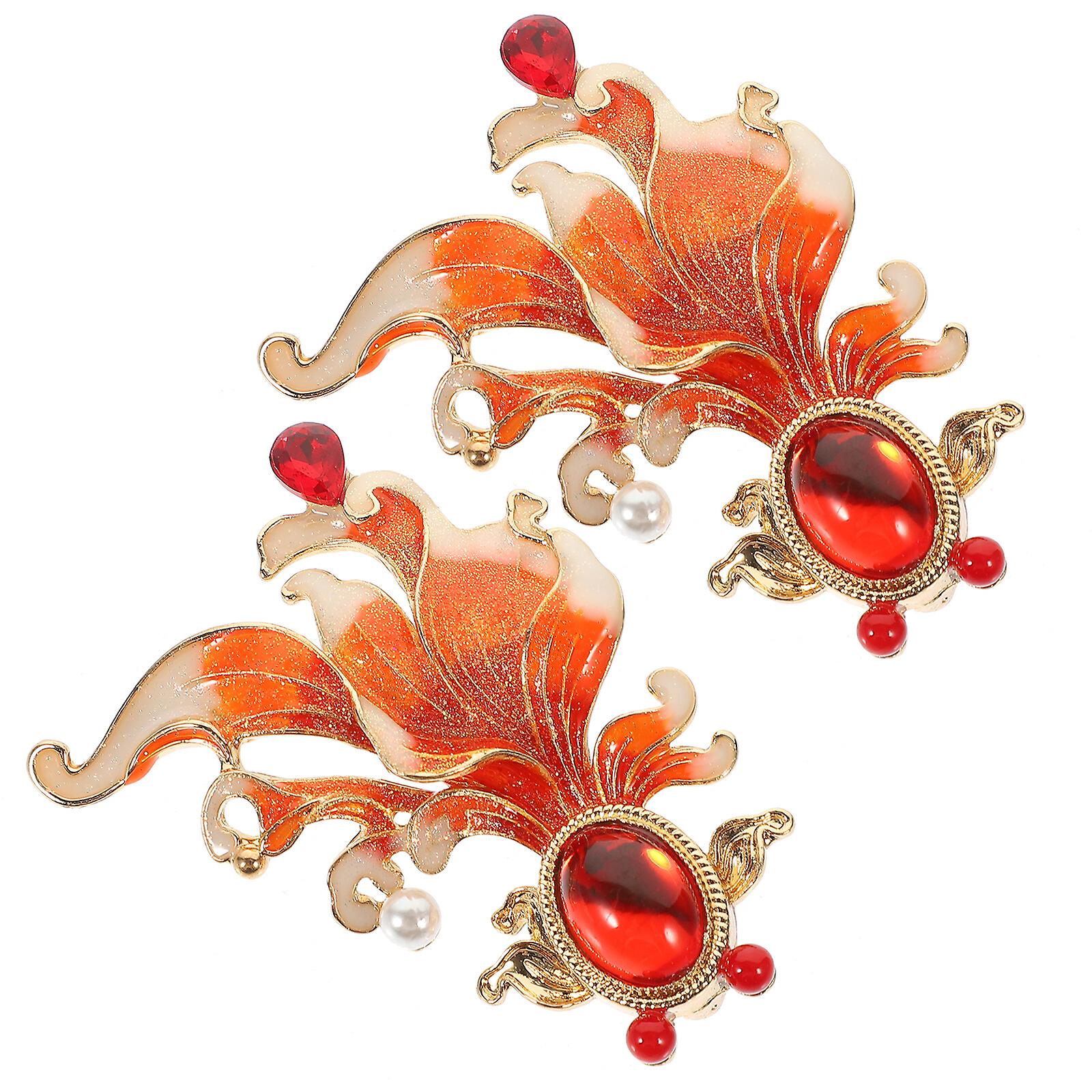 2pcs Goldfish Brooch Carp Lapel Pin Women Clothes Brooch Fish Brooch Decoration