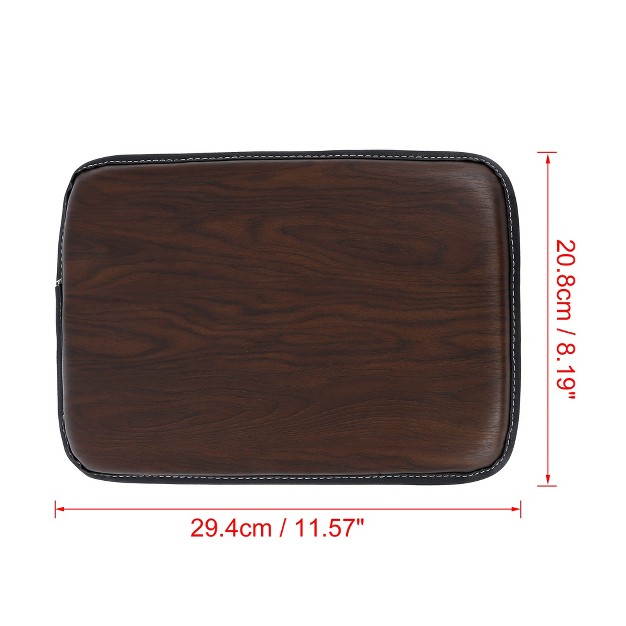 Unique Bargains Wood Grain Pattern Car Center Console Cover Red Brown