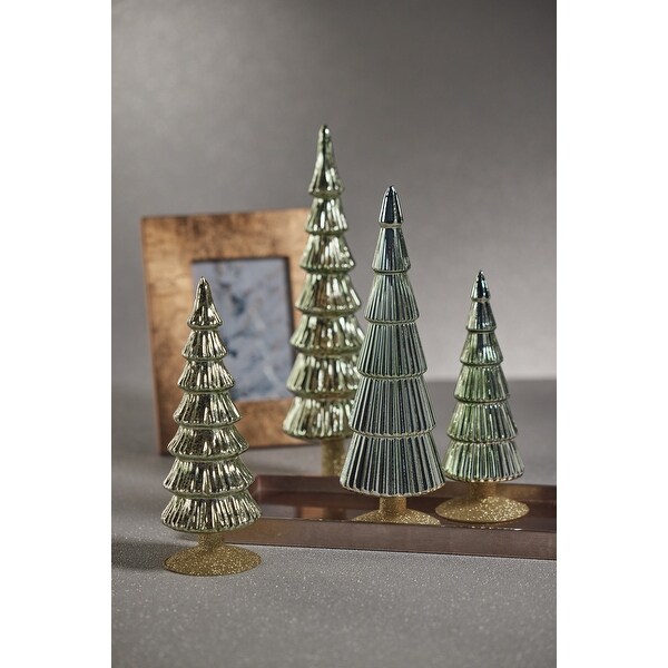 Dembe 9.5 Glass Tree on Gold Glitter Base，Set of 2