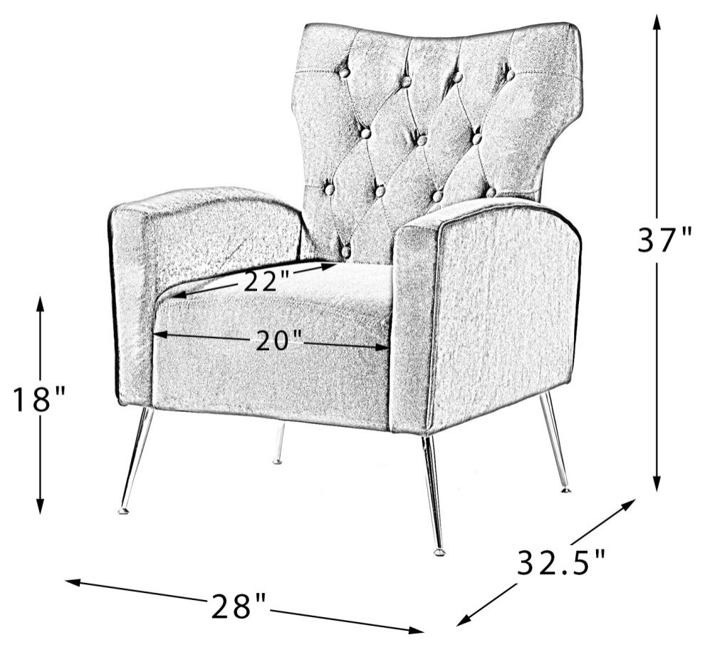 Accent Wingback Chair With Button Tufted Back   Midcentury   Armchairs And Accent Chairs   by Karat Home  Houzz