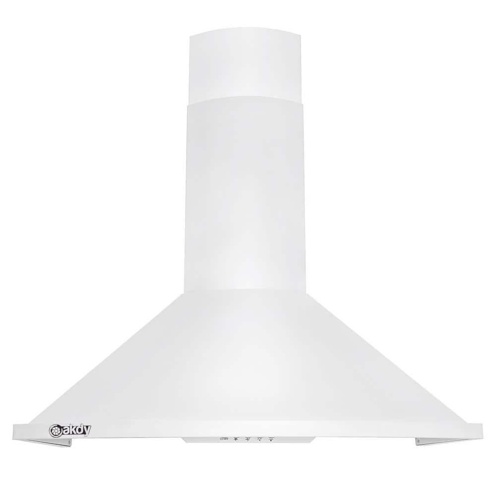 AKDY 30 in Convertible Kitchen Wall Mount Range Hood with Lights in White Painted Stainless Steel