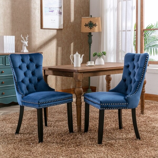 2Pcs High-end Tufted Velvet Dining Chair