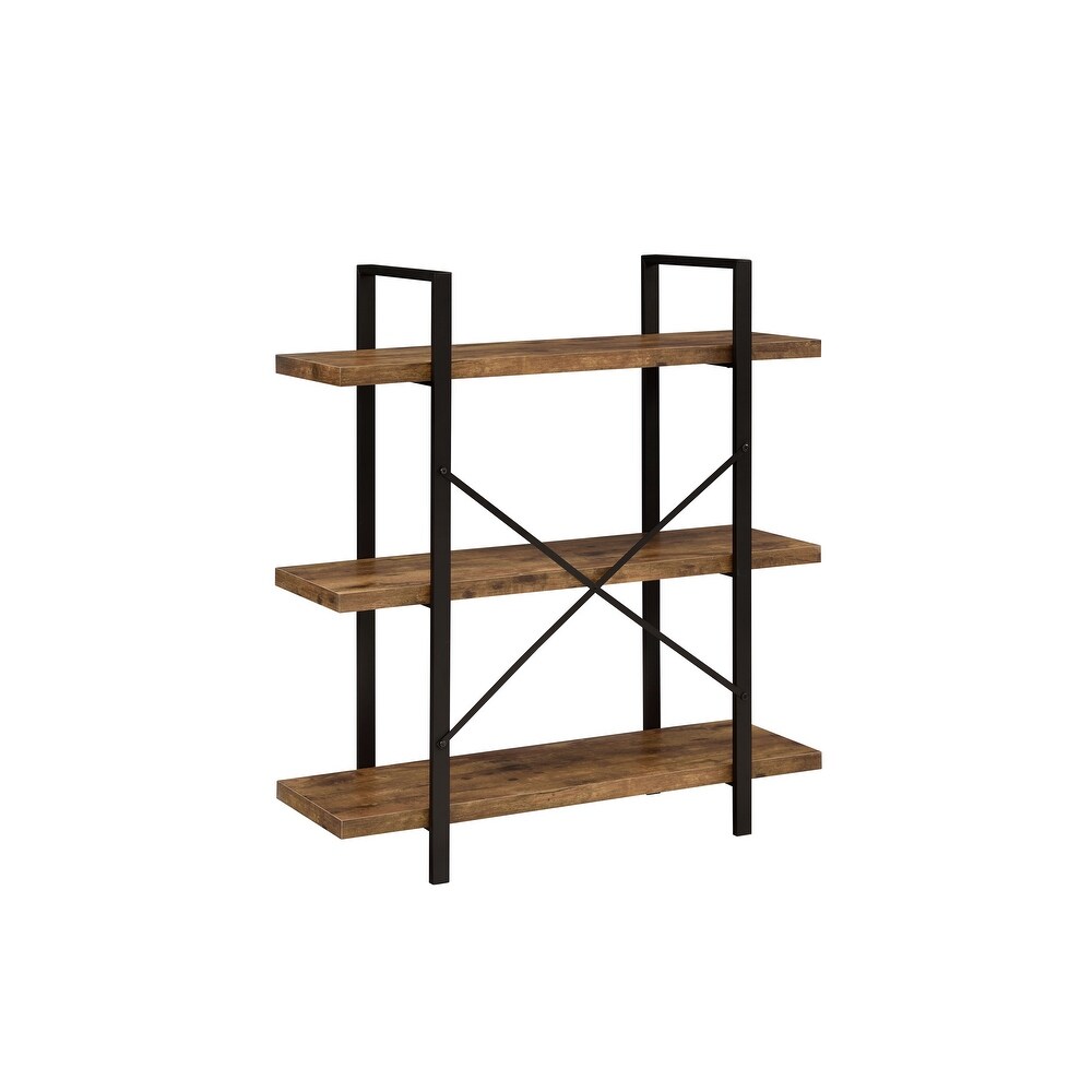 Coaster Furniture Cole Antique Nutmeg and Black 3 Shelf Bookcase