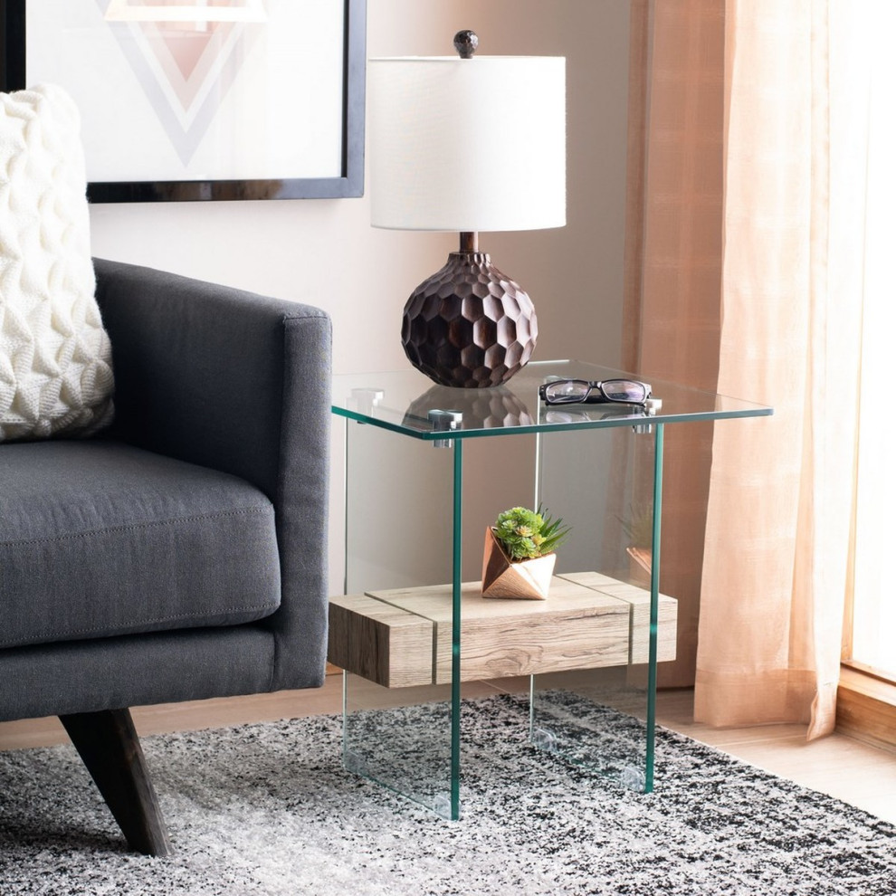 Leopold Accent Table Glass/Natural Shelf   Contemporary   Side Tables And End Tables   by AED Luxury Home Decor  Houzz