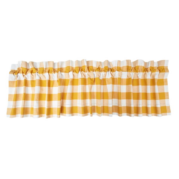 C amp f Home Franklin Ochre Gingham Check Window Valance Curtain Set Of 2