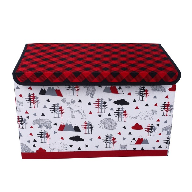 Bacati Lumberjack Red black gray Boys Cotton Storage Toy Chest