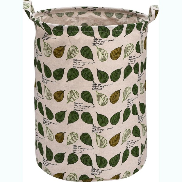 Bins & Things Large Storage Toy Box Bin Light Green Leaf Pattern
