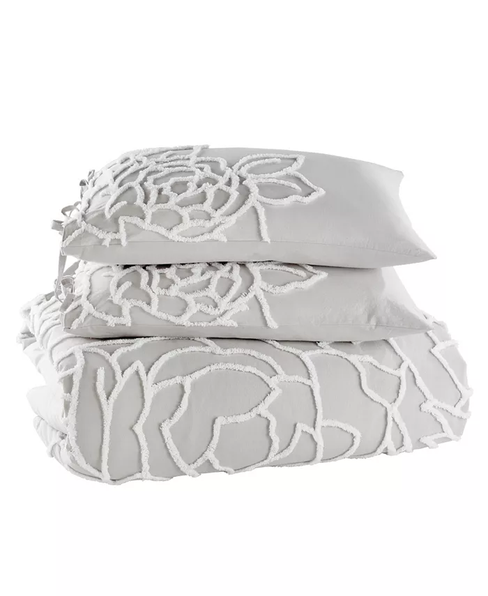 Peri Home Chenille Rose 3 Pieces Duvet Cover Set， Full Queen