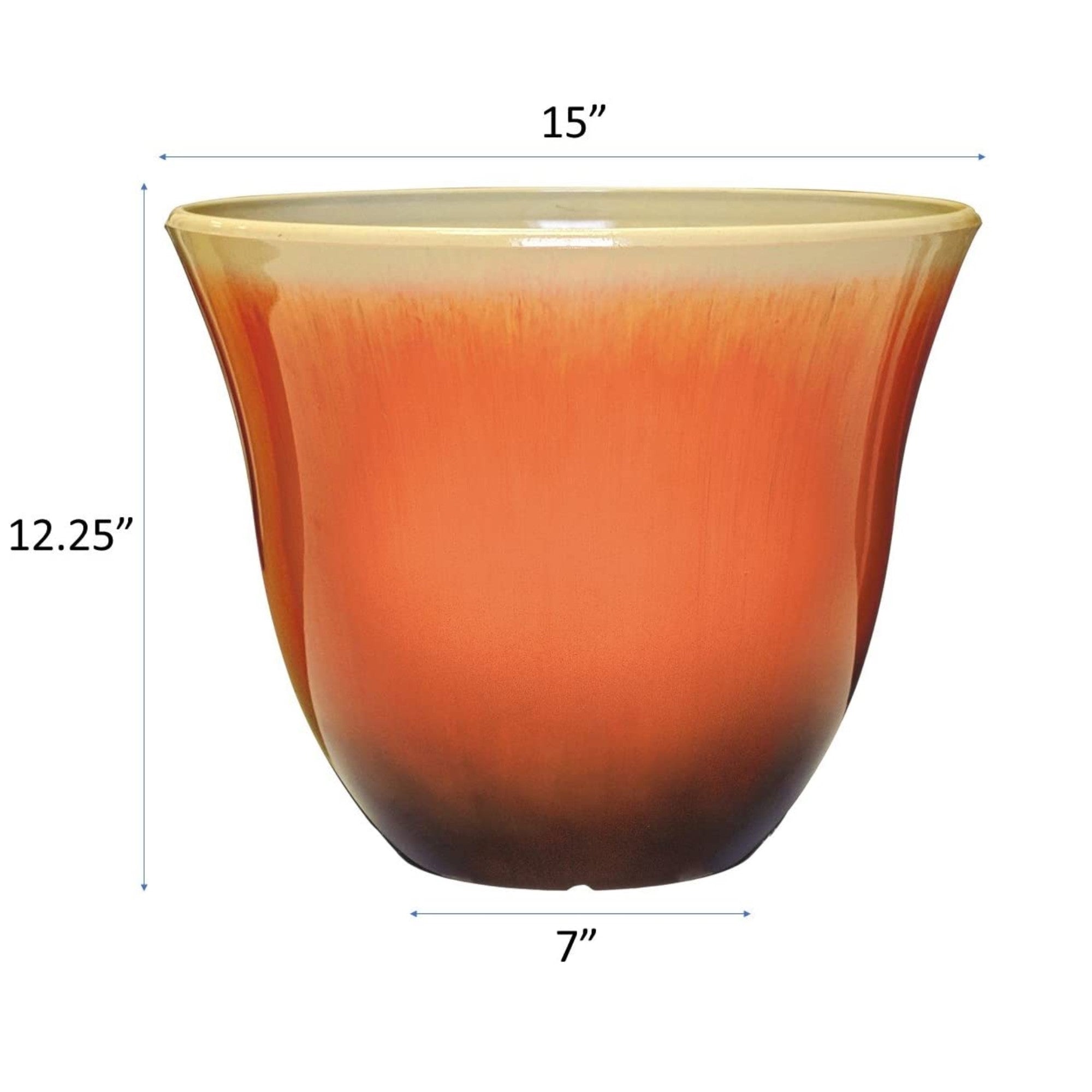 Classic Home and Garden Honeysuckle Resin Flower Pot Planter, Tequila Sunrise, 15