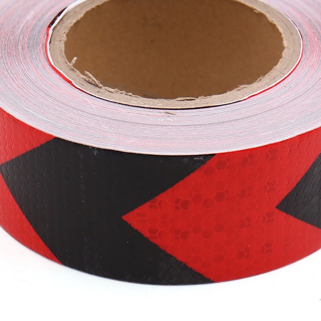 Unique Bargains Arrows Printed Reflective Safe Warning Conspicuity Tape Sticker 25m Red black 1pcs