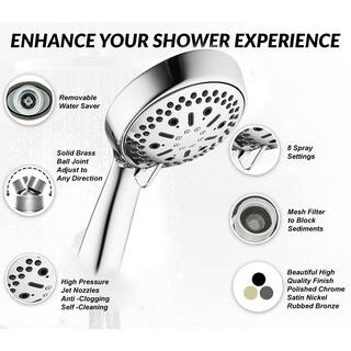 MODONA 64-spray 6 in. High PressureDual Shower Head and Handheld Shower Head in Polished Chrome DS30-PC