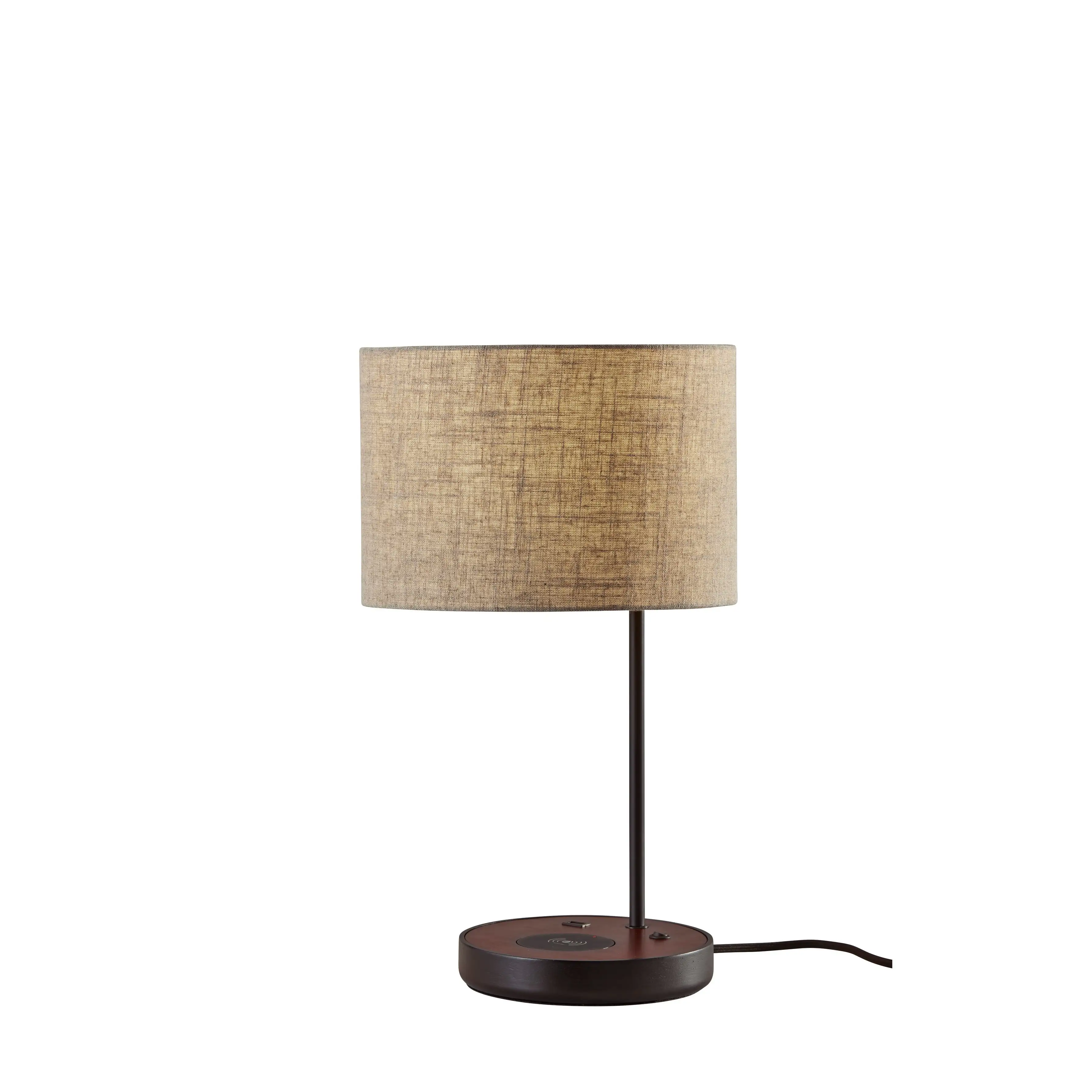 Carbon Loft Melville Matte Black/Walnut Table Lamp w/ Wireless Charging Pad/USB Port