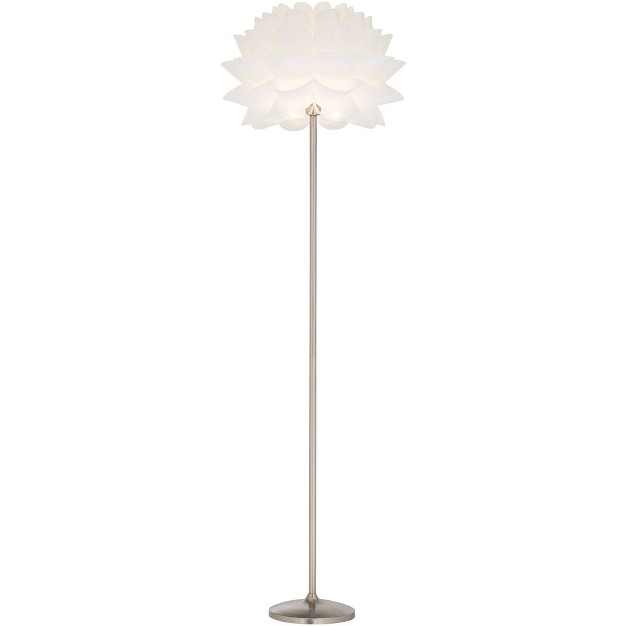 Tall Brushed Steel White Orb Petal Flower Shade Dimmable For Living Room Reading Bedroom Office