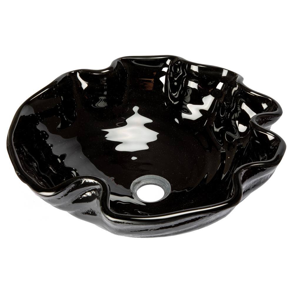 Eden Bath Midnight Wave Black Glass Round Vessel Sink EB_GS68