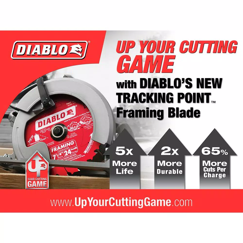 DIABLO 7-1/4 in. x 24-Teeth Tracking Point Framing Saw Blade and#8211; XDC Depot