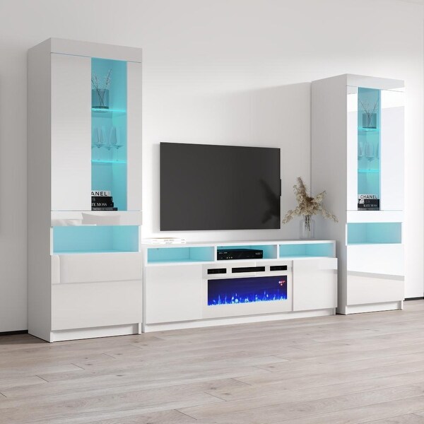 Reno WH05 Electric Fireplace Modern Wall Unit Entertainment Center