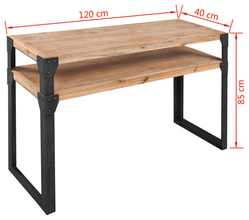 Vidaxl Console Table Solid Acacia Wood 47.2X15.7X33.5  243915   Industrial   Console Tables   by BisonOffice  Houzz