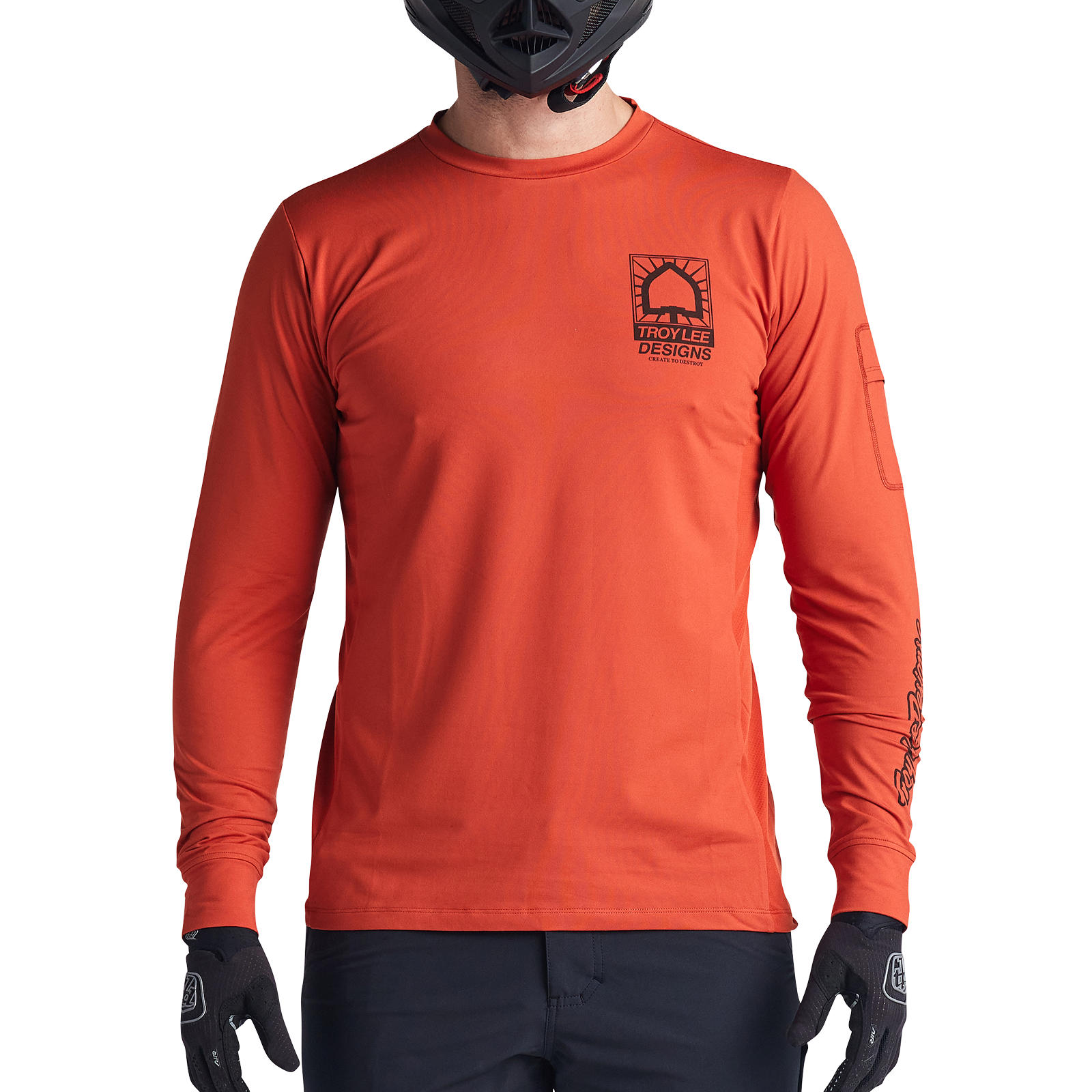 Troy Lee Designs Ruckus Long Sleeve Ride Tee - Bolts - Create To Destroy - Brick