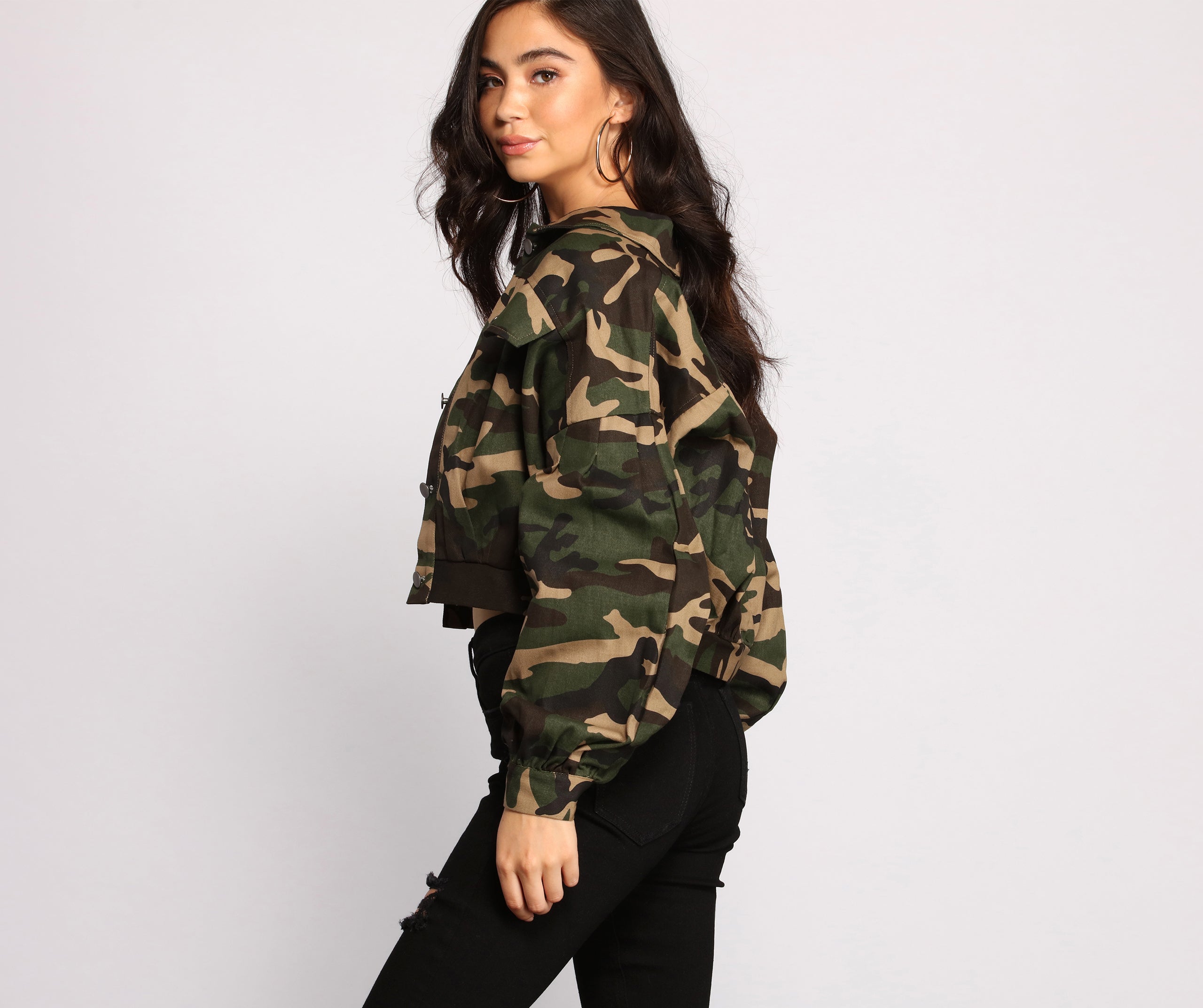 Camo Cutie Button-Front Jacket