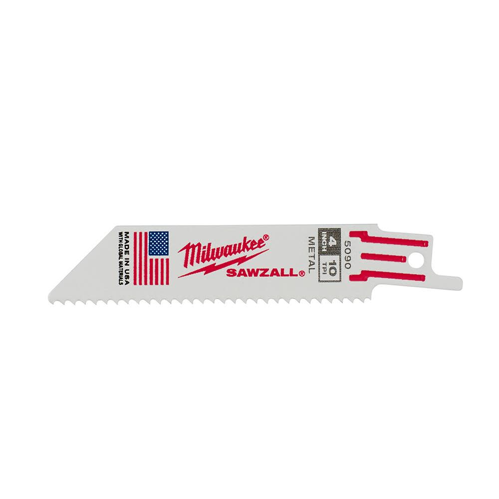 Milwaukee 4 in. 10 TPI Thin Kerf SAWZALL Blades 5PK 48-00-5090 from Milwaukee